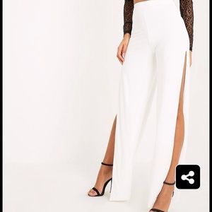 darsee cream side split slinky trousers